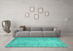 Machine Washable Abstract Turquoise Contemporary Area Rugs in a Living Room,, wshcon1331turq