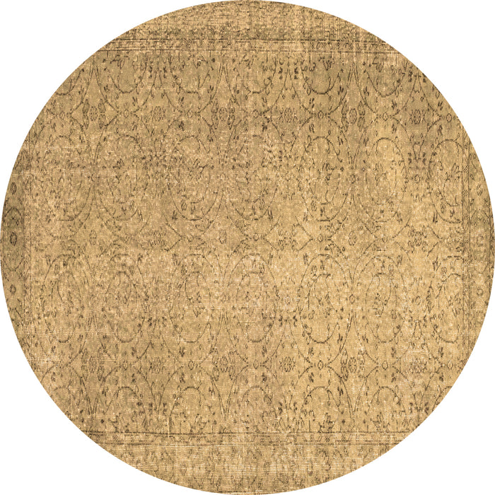 Round Machine Washable Abstract Brown Contemporary Rug, wshcon1331brn