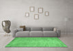 Machine Washable Abstract Emerald Green Contemporary Area Rugs in a Living Room,, wshcon1331emgrn