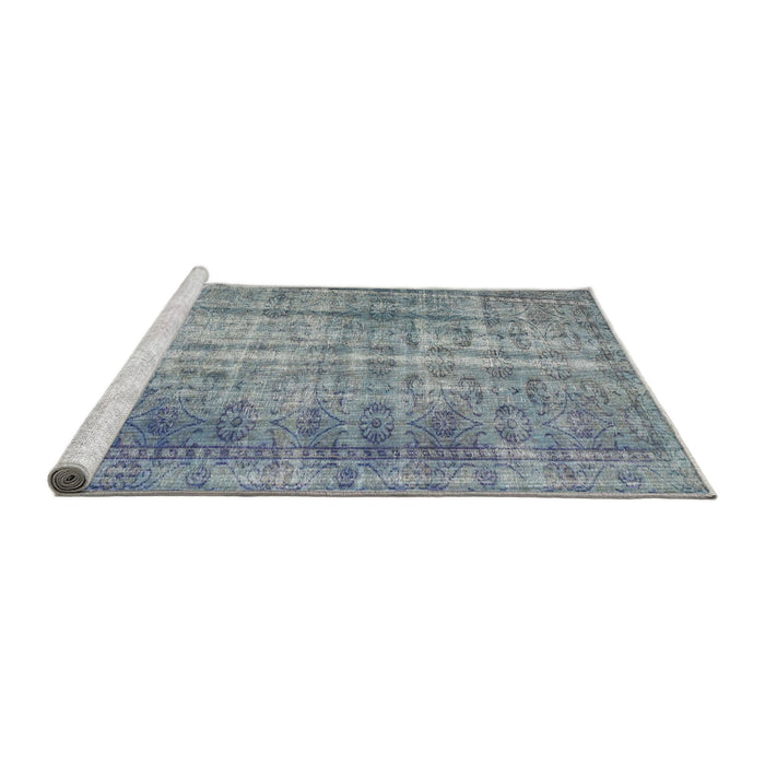 Serging Thickness of Machine Washable Contemporary Blue Gray Rug, wshcon1332