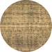 Round Abstract Brown Contemporary Rug, con1332brn