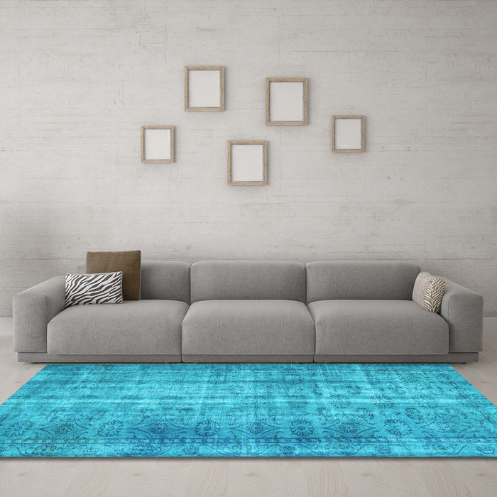 Machine Washable Abstract Light Blue Contemporary Rug in a Living Room, wshcon1332lblu