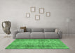 Machine Washable Abstract Emerald Green Contemporary Area Rugs in a Living Room,, wshcon1332emgrn