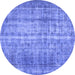 Round Abstract Blue Contemporary Rug, con1332blu