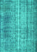 Machine Washable Abstract Turquoise Contemporary Area Rugs, wshcon1332turq