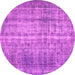 Round Abstract Pink Contemporary Rug, con1332pnk