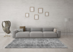 Machine Washable Abstract Gray Contemporary Rug in a Living Room,, wshcon1332gry