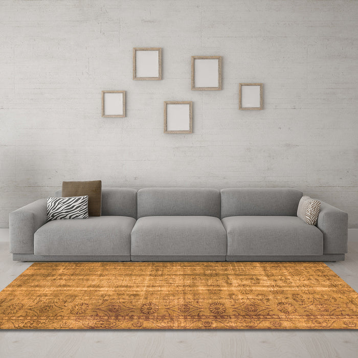 Machine Washable Abstract Orange Contemporary Area Rugs in a Living Room, wshcon1332org