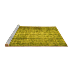 Sideview of Machine Washable Abstract Yellow Contemporary Rug, wshcon1332yw