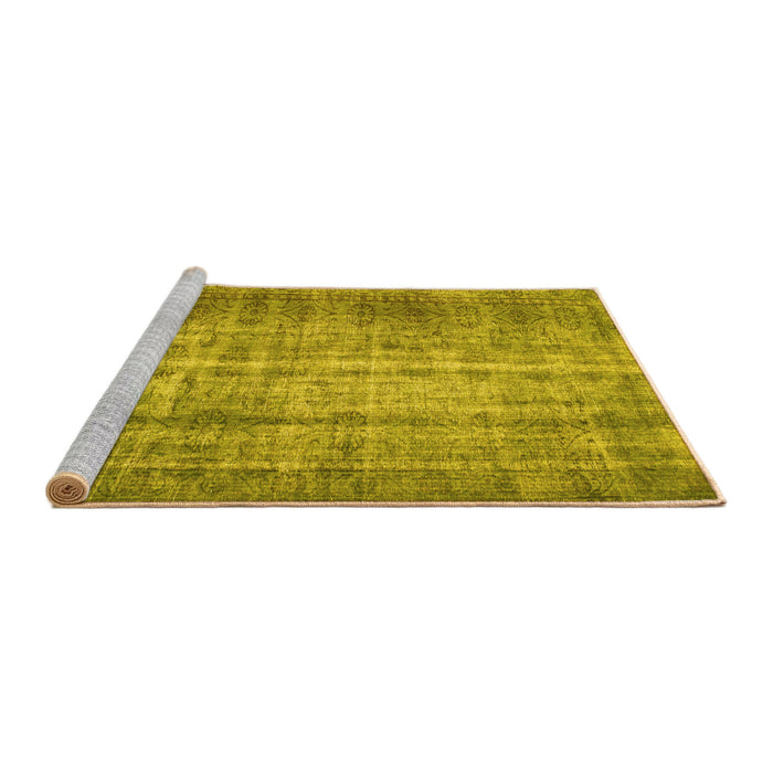 Sideview of Machine Washable Abstract Yellow Contemporary Rug, wshcon1332yw