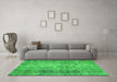 Machine Washable Abstract Green Contemporary Area Rugs in a Living Room,, wshcon1332grn