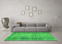 Machine Washable Abstract Green Contemporary Rug, wshcon1332grn