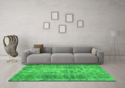 Machine Washable Abstract Green Contemporary Area Rugs in a Living Room,, wshcon1332grn