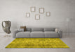 Machine Washable Abstract Yellow Contemporary Rug in a Living Room, wshcon1332yw