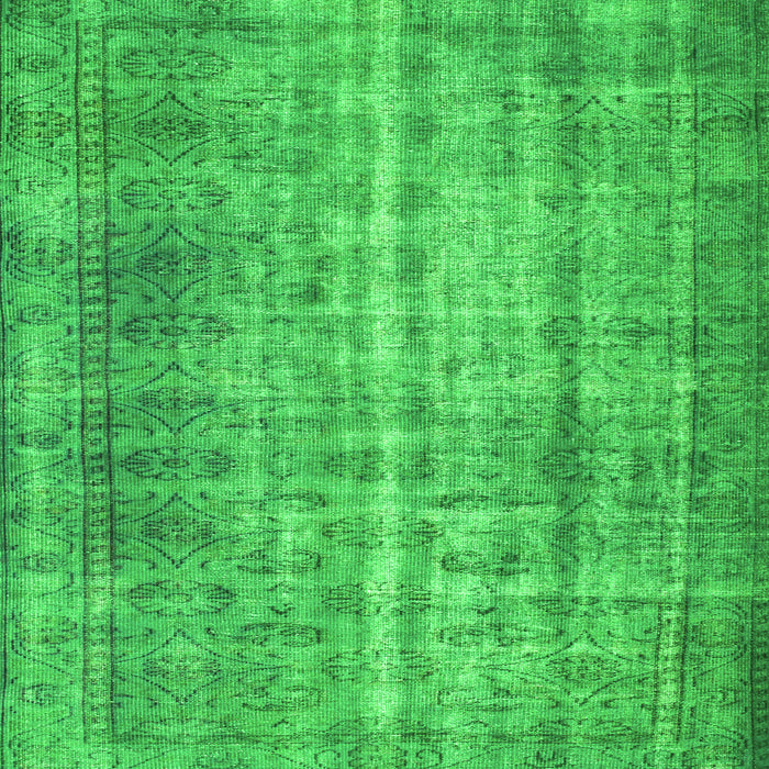 Round Machine Washable Abstract Green Contemporary Area Rugs, wshcon1332grn
