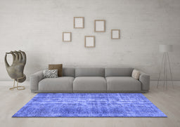 Machine Washable Abstract Blue Contemporary Rug in a Living Room, wshcon1332blu