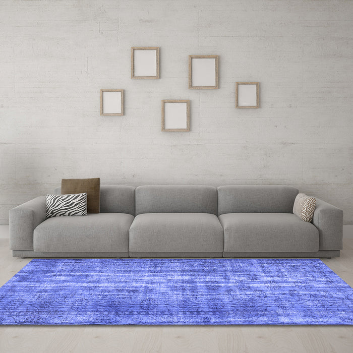 Machine Washable Abstract Blue Contemporary Rug in a Living Room, wshcon1332blu