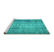 Sideview of Machine Washable Abstract Turquoise Contemporary Area Rugs, wshcon1332turq