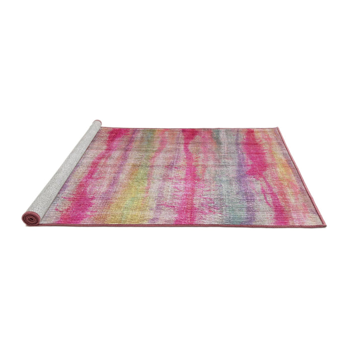 Serging Thickness of Machine Washable Contemporary Dark Pink Rug, wshcon1333