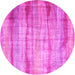 Round Machine Washable Abstract Pink Contemporary Rug, wshcon1333pnk