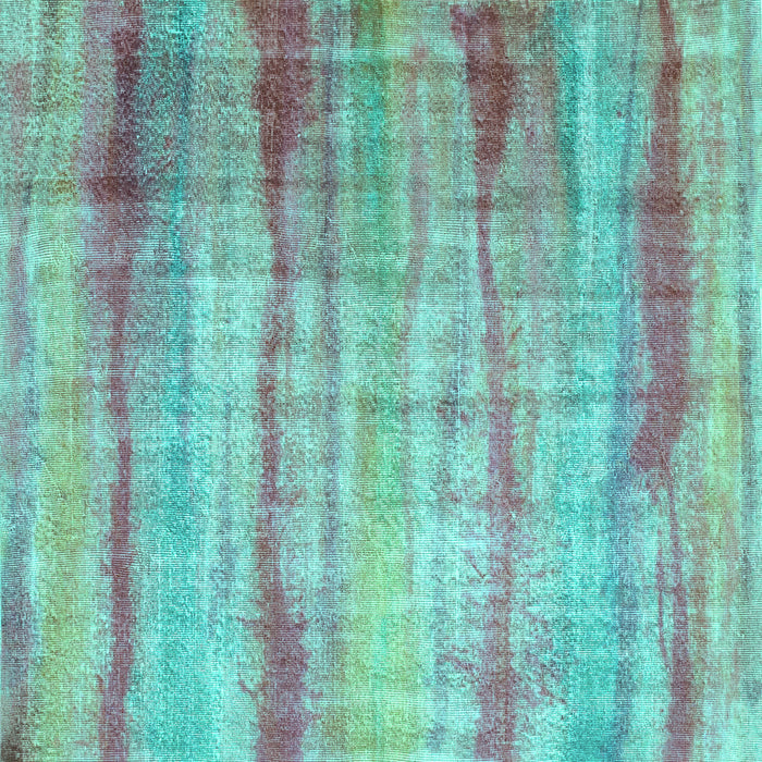 Square Machine Washable Abstract Turquoise Contemporary Area Rugs, wshcon1333turq