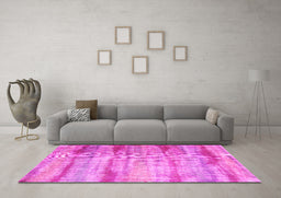 Machine Washable Abstract Pink Contemporary Rug in a Living Room, wshcon1333pnk