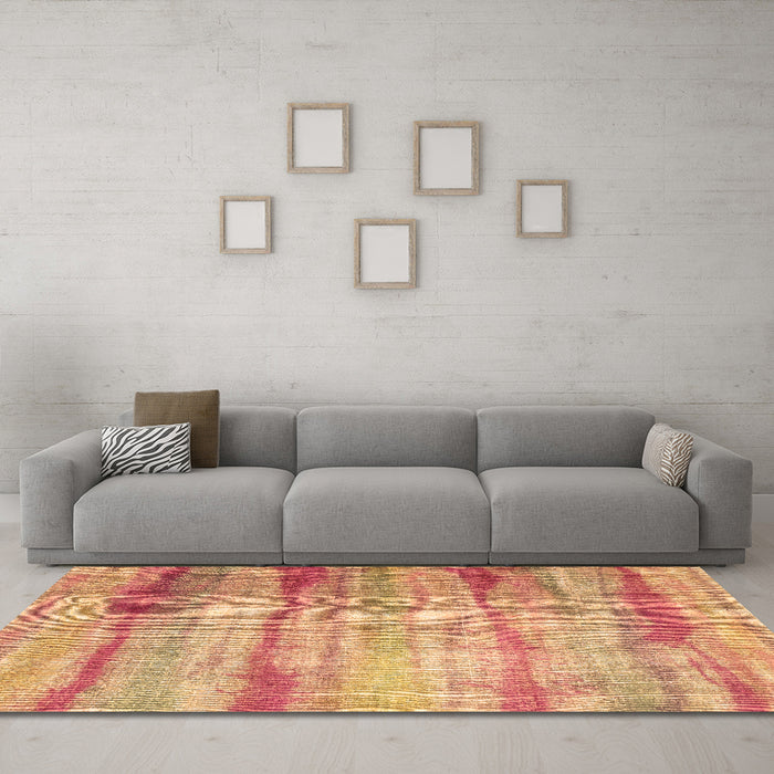 Machine Washable Abstract Brown Contemporary Rug in a Living Room,, wshcon1333brn
