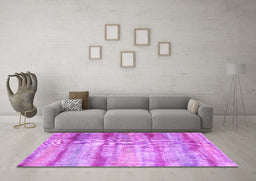Machine Washable Abstract Purple Contemporary Area Rugs in a Living Room, wshcon1333pur