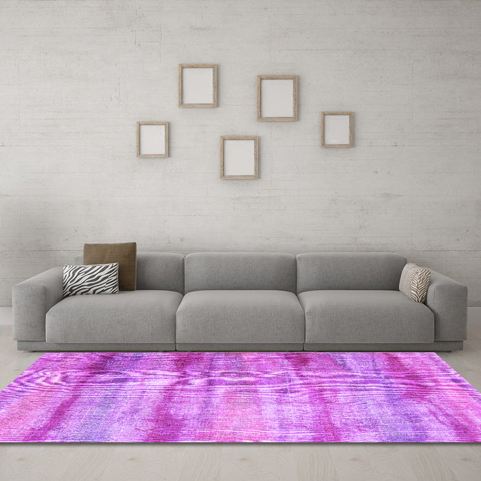 Machine Washable Abstract Purple Contemporary Area Rugs in a Living Room, wshcon1333pur