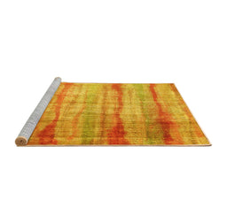 Sideview of Machine Washable Abstract Yellow Contemporary Rug, wshcon1333yw