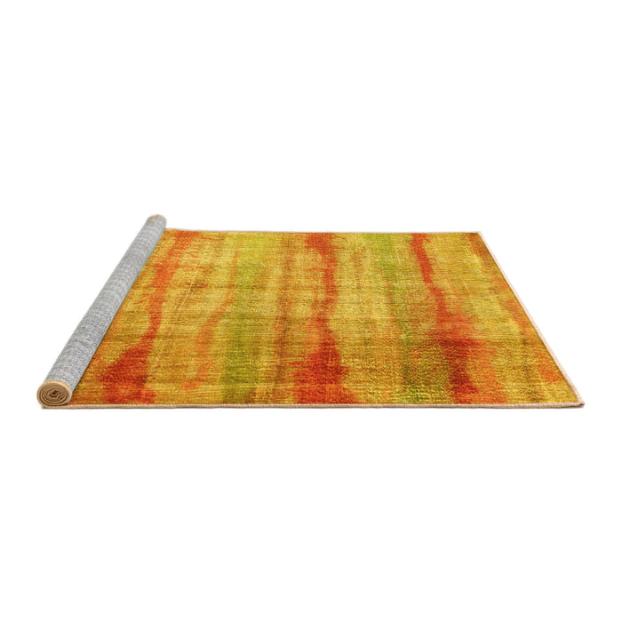 Sideview of Machine Washable Abstract Yellow Contemporary Rug, wshcon1333yw