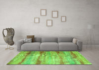 Machine Washable Abstract Green Contemporary Rug, wshcon1333grn