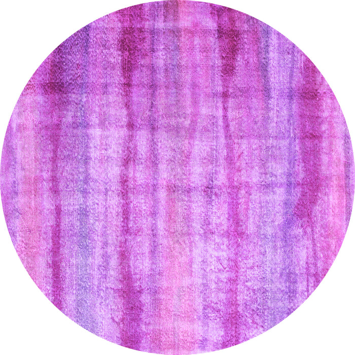 Round Machine Washable Abstract Purple Contemporary Area Rugs, wshcon1333pur