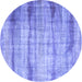 Round Abstract Blue Contemporary Rug, con1333blu