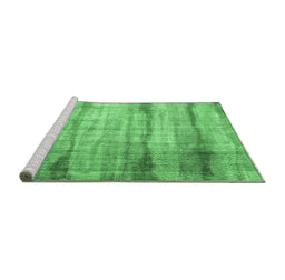 Sideview of Machine Washable Abstract Emerald Green Contemporary Area Rugs, wshcon1333emgrn