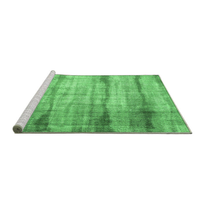 Sideview of Machine Washable Abstract Emerald Green Contemporary Area Rugs, wshcon1333emgrn