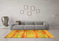 Machine Washable Abstract Yellow Contemporary Rug, wshcon1333yw