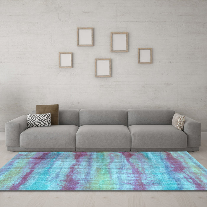 Machine Washable Abstract Light Blue Contemporary Rug in a Living Room, wshcon1333lblu