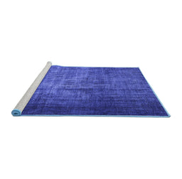 Sideview of Machine Washable Persian Blue Bohemian Rug, wshcon1334blu