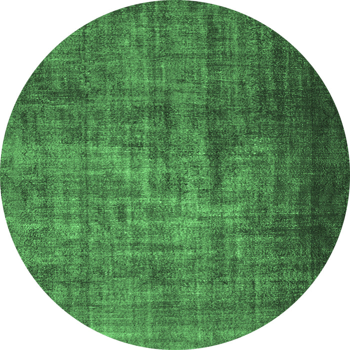 Round Machine Washable Persian Emerald Green Bohemian Area Rugs, wshcon1334emgrn