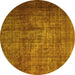 Round Persian Yellow Bohemian Rug, con1334yw