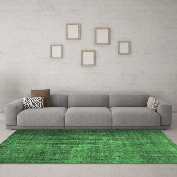 Machine Washable Persian Emerald Green Bohemian Area Rugs in a Living Room,, wshcon1334emgrn