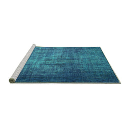 Sideview of Machine Washable Persian Turquoise Bohemian Area Rugs, wshcon1334turq