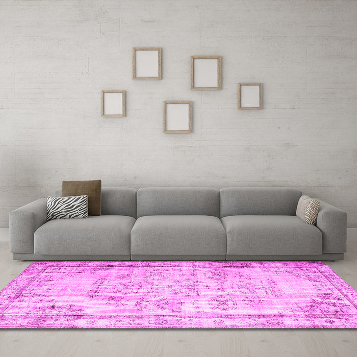 Machine Washable Abstract Pink Contemporary Rug in a Living Room, wshcon1335pnk