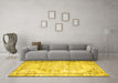 Machine Washable Abstract Yellow Contemporary Rug in a Living Room, wshcon1335yw