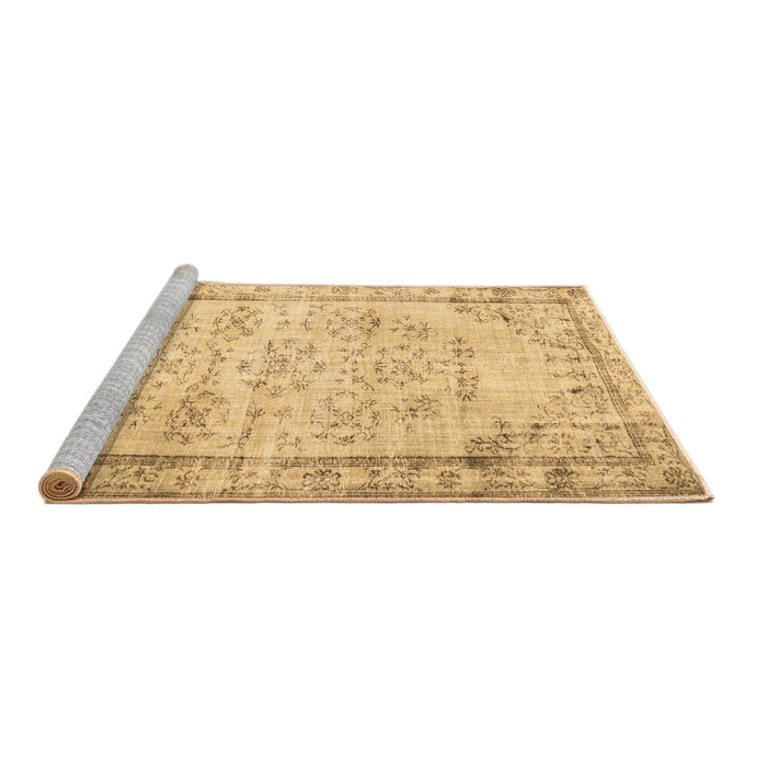Sideview of Machine Washable Abstract Brown Contemporary Rug, wshcon1335brn