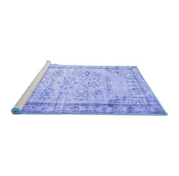 Sideview of Machine Washable Abstract Blue Contemporary Rug, wshcon1335blu