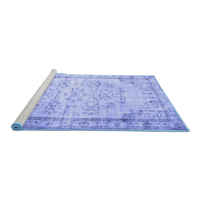 Sideview of Machine Washable Abstract Blue Contemporary Rug, wshcon1335blu