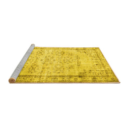 Sideview of Machine Washable Abstract Yellow Contemporary Rug, wshcon1335yw