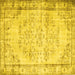 Square Machine Washable Abstract Yellow Contemporary Rug, wshcon1335yw